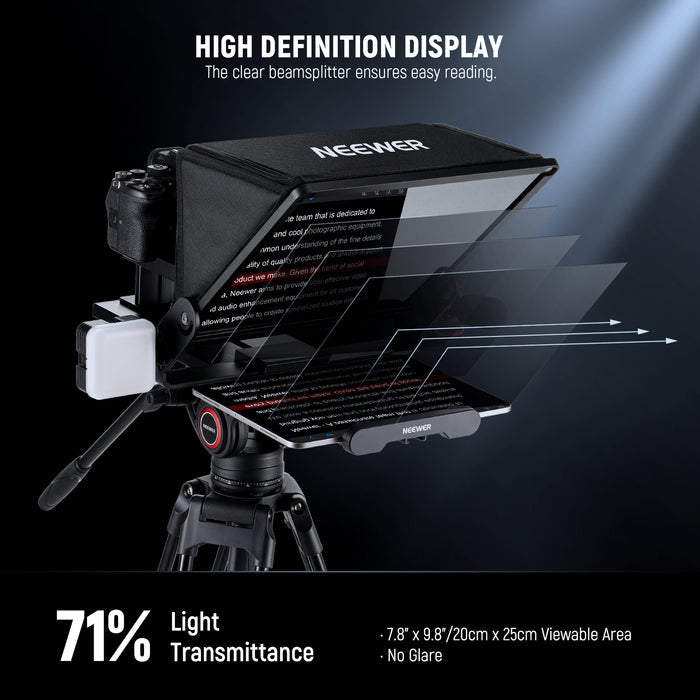 NEEWER X14 III Video Teleprompter features the clear beamsplitter.