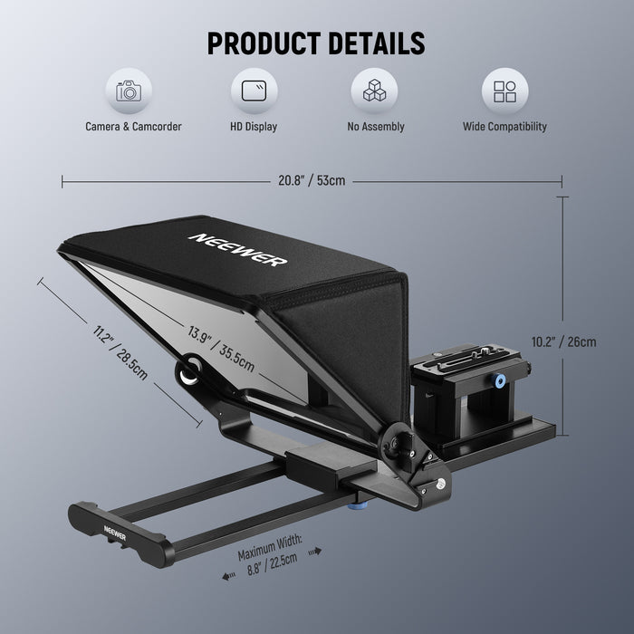 Product details of the NEEWER X14 III Video Teleprompter