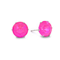 Neon Pink Mini Bling Sterling Silver Stud Earrings