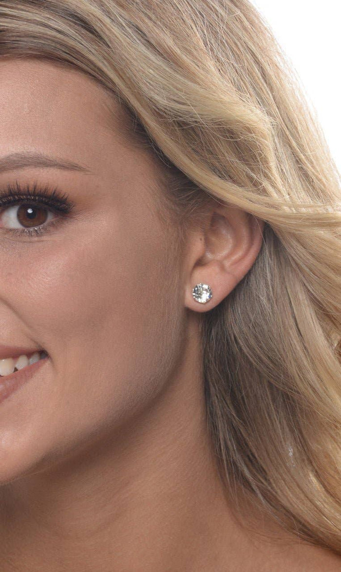 Neon Pink Mini Bling Sterling Silver Stud Earrings