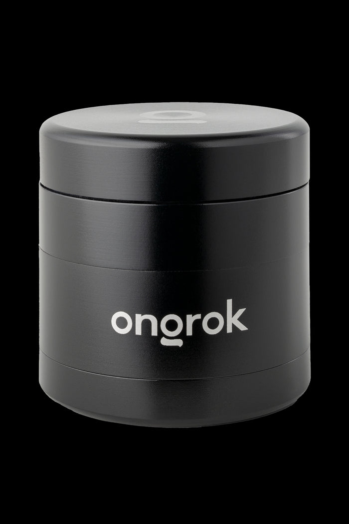 Black Onrok cannabis storage jar.