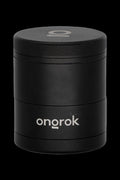 Black four-layer cannabis grinder with “onrok” logo.