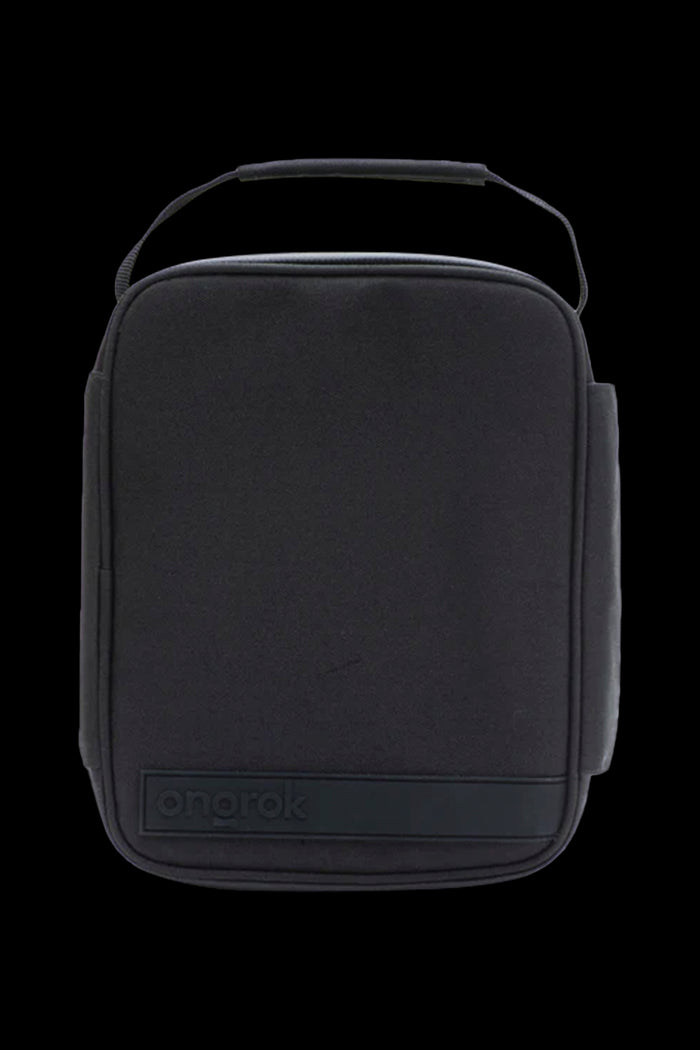 Black smell-proof cannabis accessories case with carrying handle and “ongrok” logo.