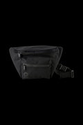 Black cannabis accessory bag with a zippered main compartment and small exterior pocket, designed as a discreet carry case.