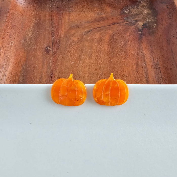 Orange Pumpkin Patch Stud Earrings
