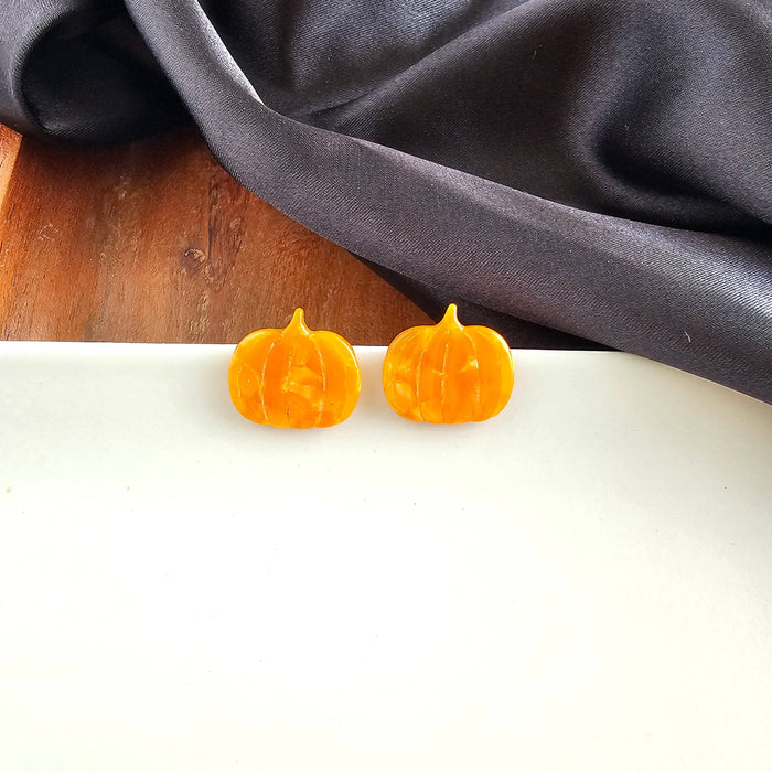 Orange Pumpkin Patch Stud Earrings