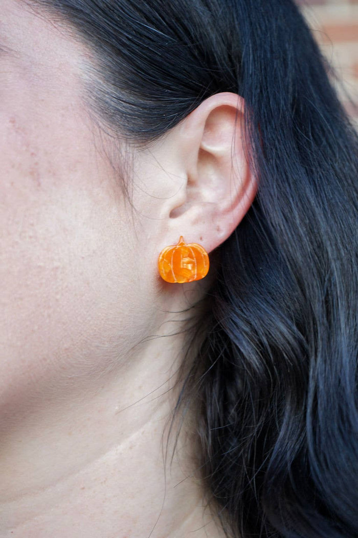 Orange Pumpkin Patch Stud Earrings