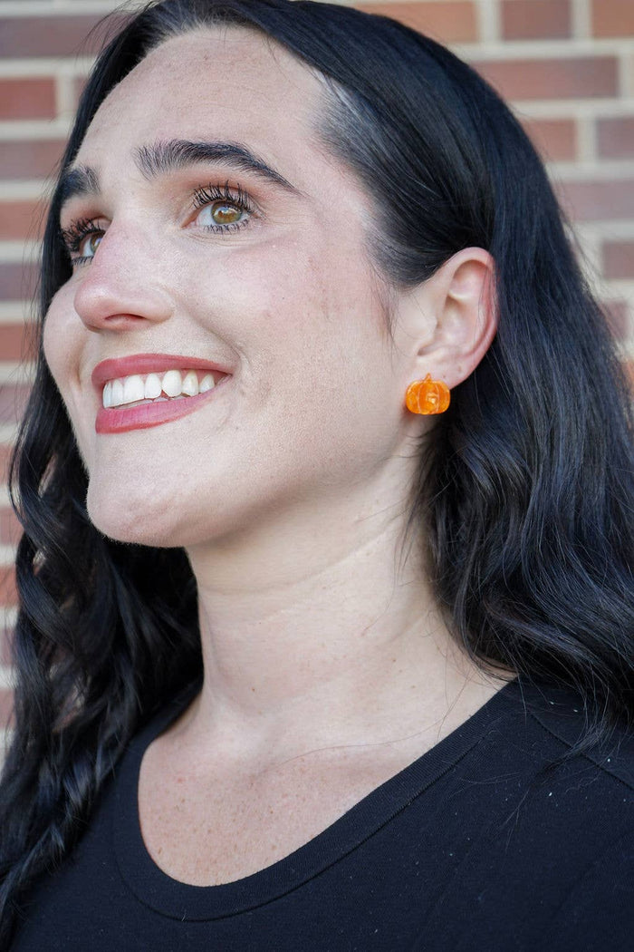 Orange Pumpkin Patch Stud Earrings