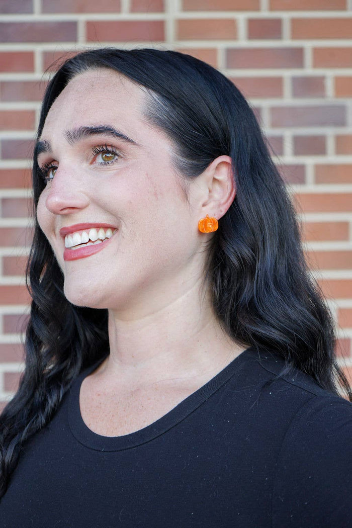 Orange Pumpkin Patch Stud Earrings