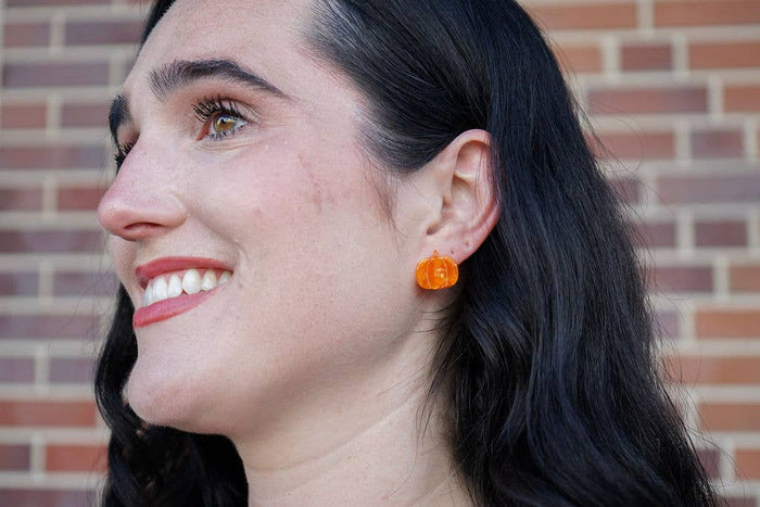 Orange Pumpkin Patch Stud Earrings