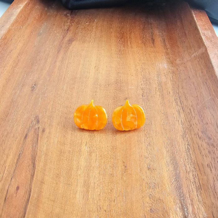 Orange Pumpkin Patch Stud Earrings