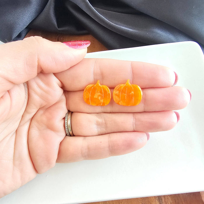 Orange Pumpkin Patch Stud Earrings