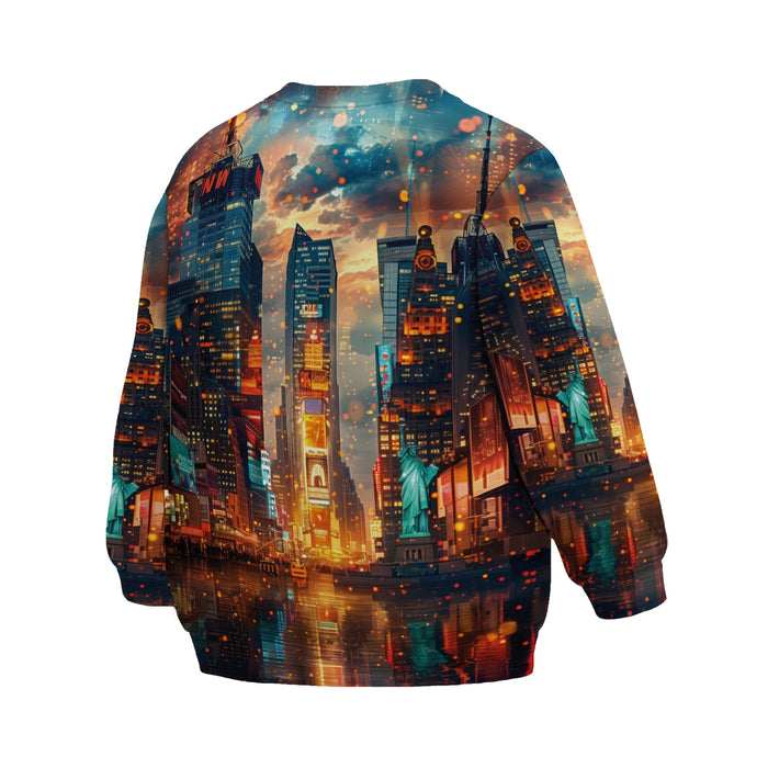 Owl Guardian of the Night Kids Fleece Sweatshirt with Sublimation Print