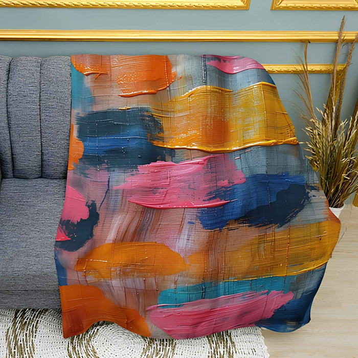 Paint Spots Abstract Art Print Plush Fleece Throw Blanket
