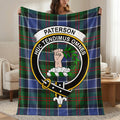 Paterson clan crest tartan throw blanket — 50x60 polyester