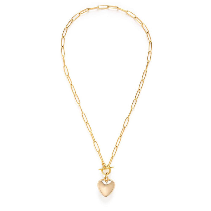 Puffed Heart on Toggle Chain Necklace