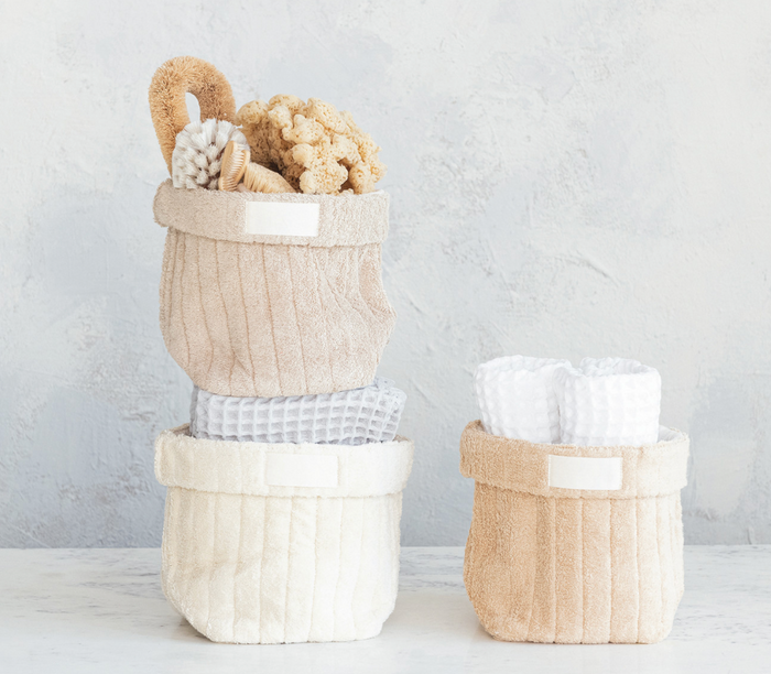 Quilted Cotton Terry Cloth Folding Baskets