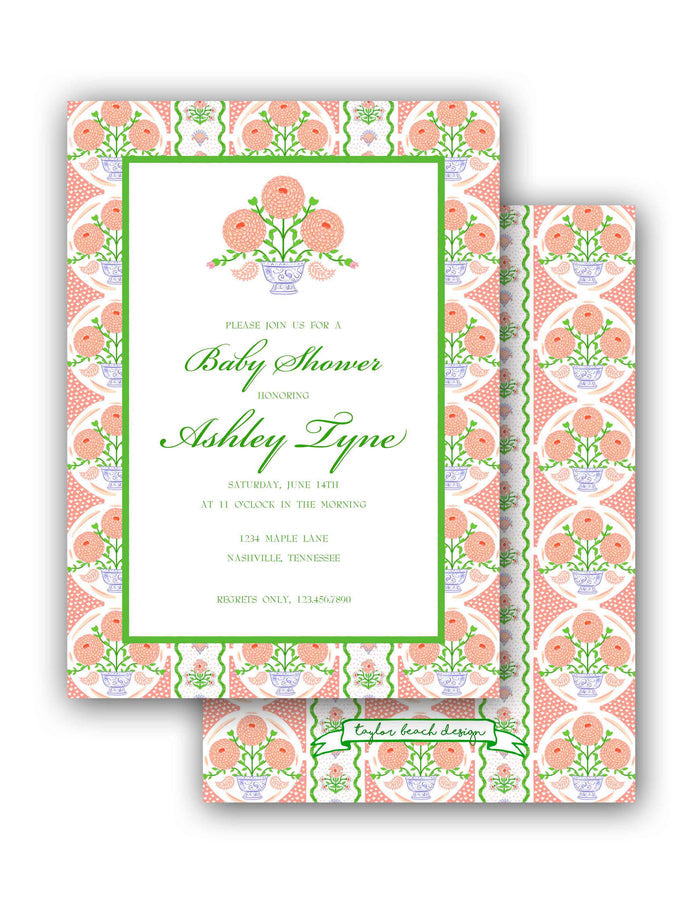 Ribbons in Bloom Invitation, Begonia