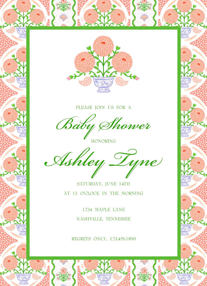 Ribbons in Bloom Invitation, Begonia