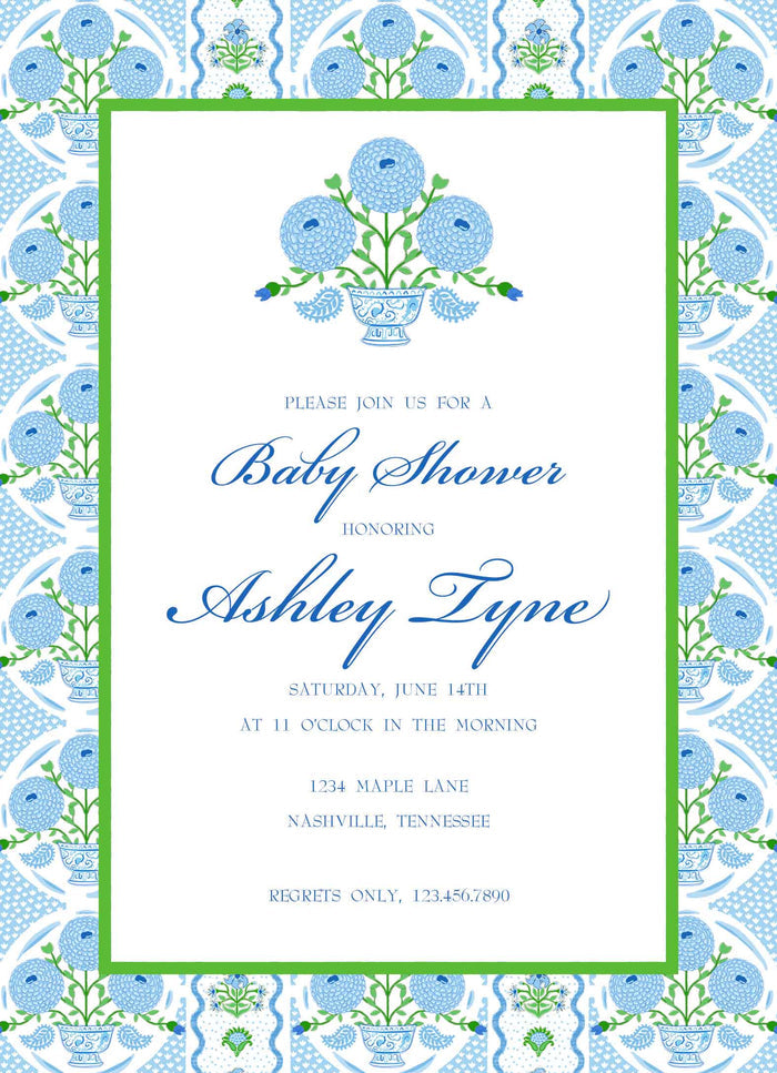 Ribbons in Bloom Invitation, Hydrangea