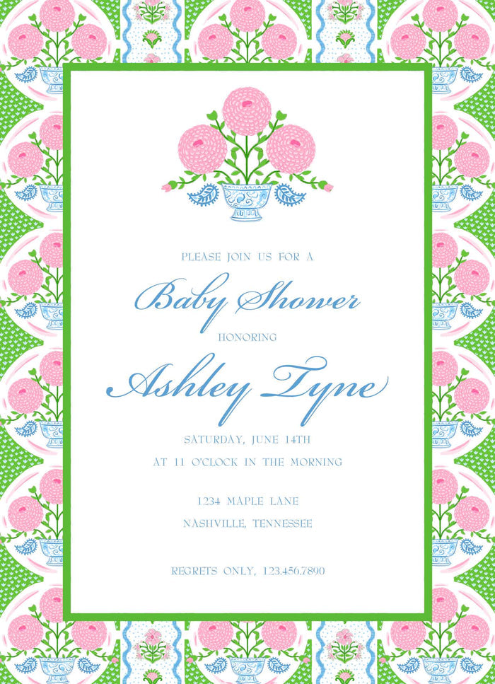 Ribbons in Bloom Invitation, Peony
