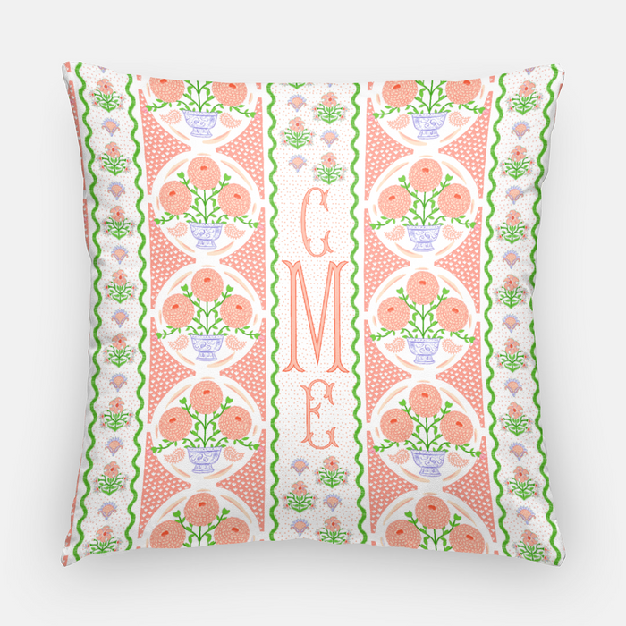 Ribbons in Bloom Personalized 20"x20" Pillow Cover, Begonia