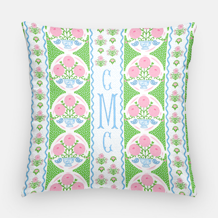 Ribbons in Bloom Personalized 20"x20" Pillow Cover, Peony