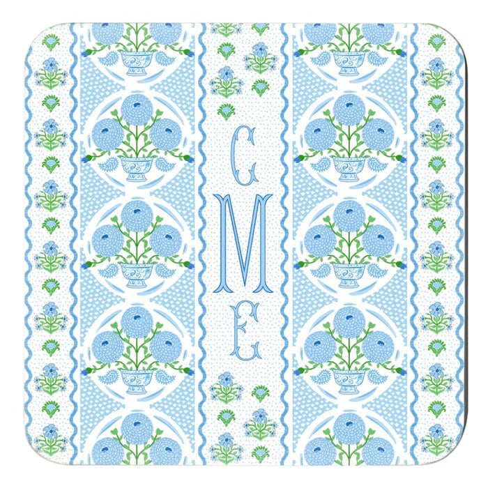 Ribbons in Bloom Personalized 4"x 4" Paper Coasters, Hydrangea