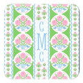 Ribbons in Bloom Personalized 4"x 4" Paper Coasters, Peony