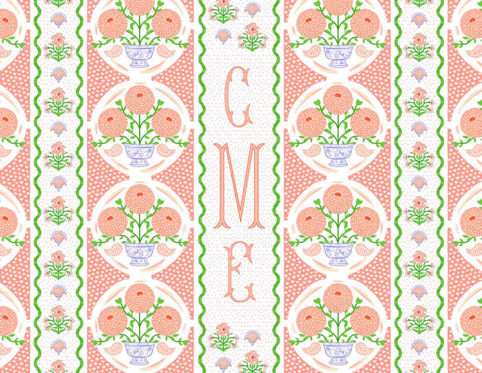 Ribbons in Bloom Personalized Folded Note Cards, Begonia