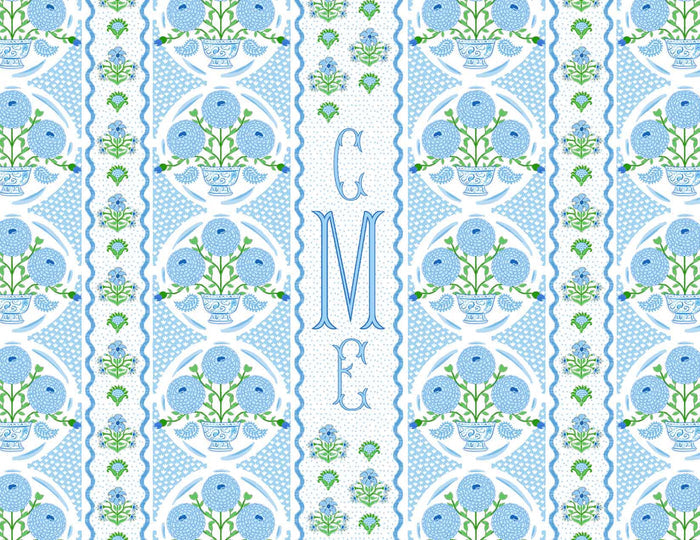 Ribbons in Bloom Personalized Folded Note Cards, Hydrangea