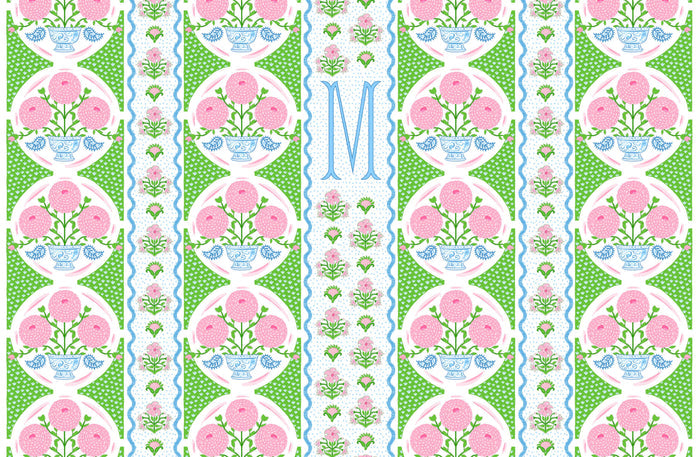 Ribbons in Bloom Personalized Paper Tear-away Placemat Pad, Peony