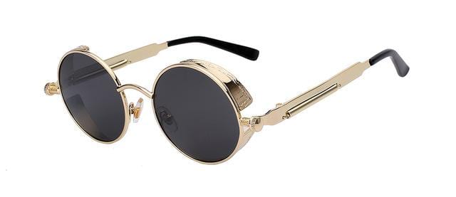 Round Metal Steampunk Men / Women Sunglasses - 64 Corp
