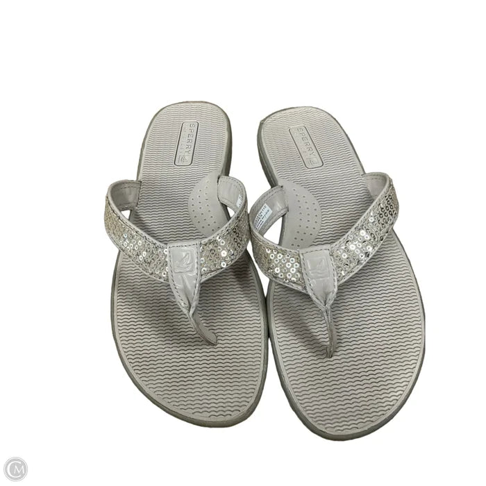 Sandals Flats By Sperry In Grey & Silver, Size: 7