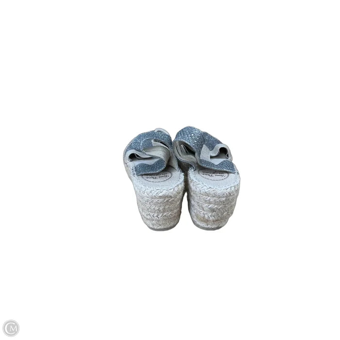 Sandals Heels Wedge By Clothes Mentor In Silver, Size: 9