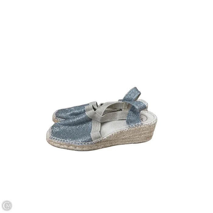 Sandals Heels Wedge By Clothes Mentor In Silver, Size: 9
