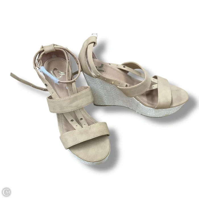 Sandals Heels Wedge By Report In Tan, Size: 7.5