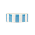 Scruffs Amalfi stoneware pet bowl in blue with hand-painted stripes, 13cm across