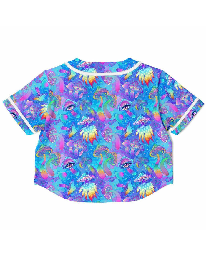 Shroomin Blue Cropped Jersey, Cropped Baseball Jersey, - One Stop Rave
