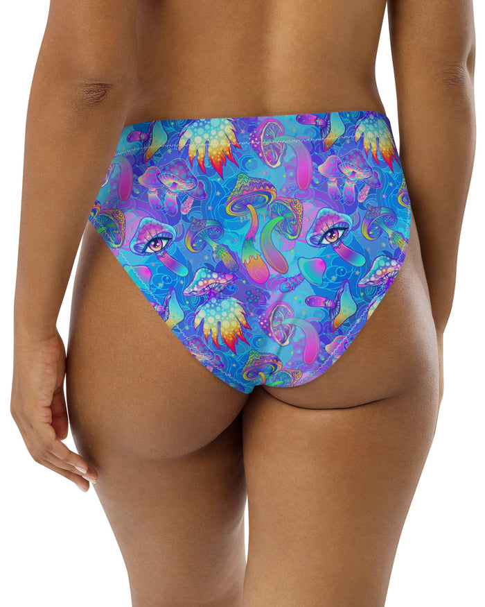 Shroomin Blue Recycled High Waisted Bottoms, High-Waisted Bottoms, - One Stop Rave
