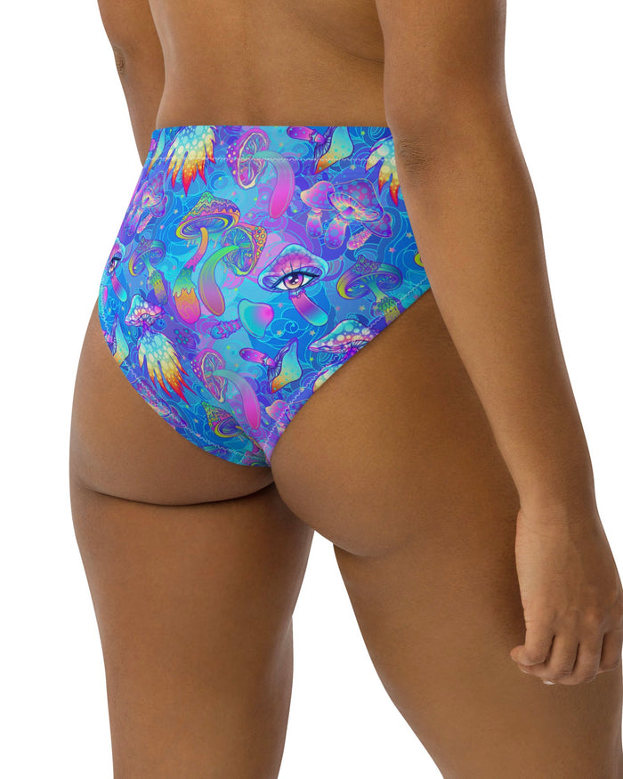 Shroomin Blue Recycled High Waisted Bottoms, High-Waisted Bottoms, - One Stop Rave