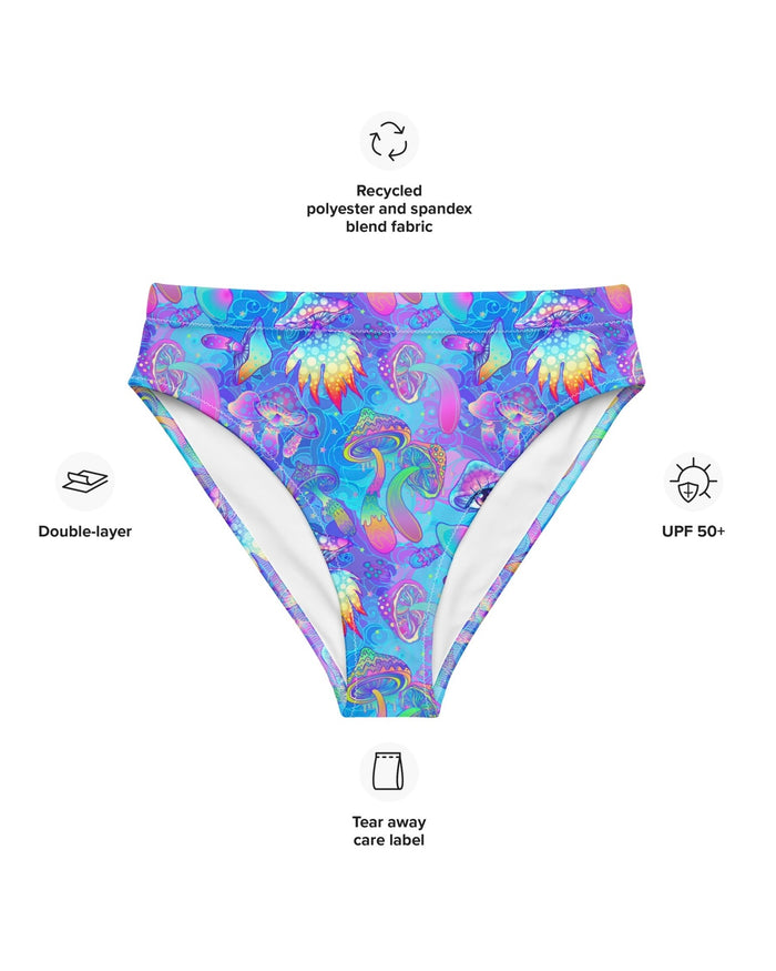 Shroomin Blue Recycled High Waisted Bottoms, High-Waisted Bottoms, - One Stop Rave