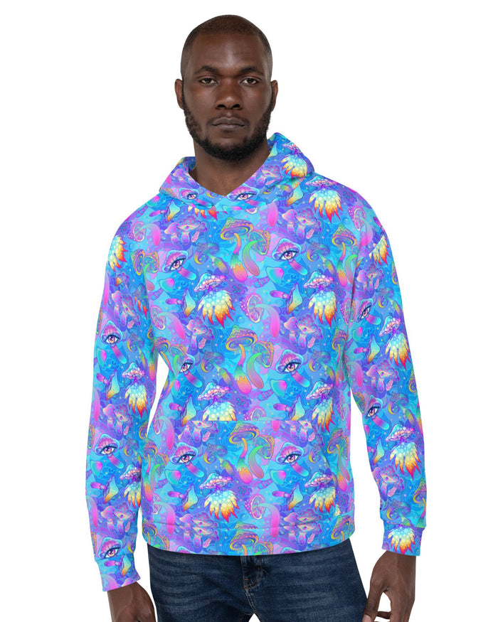 Shroomin Blue Hoodie, Hoodie, - One Stop Rave