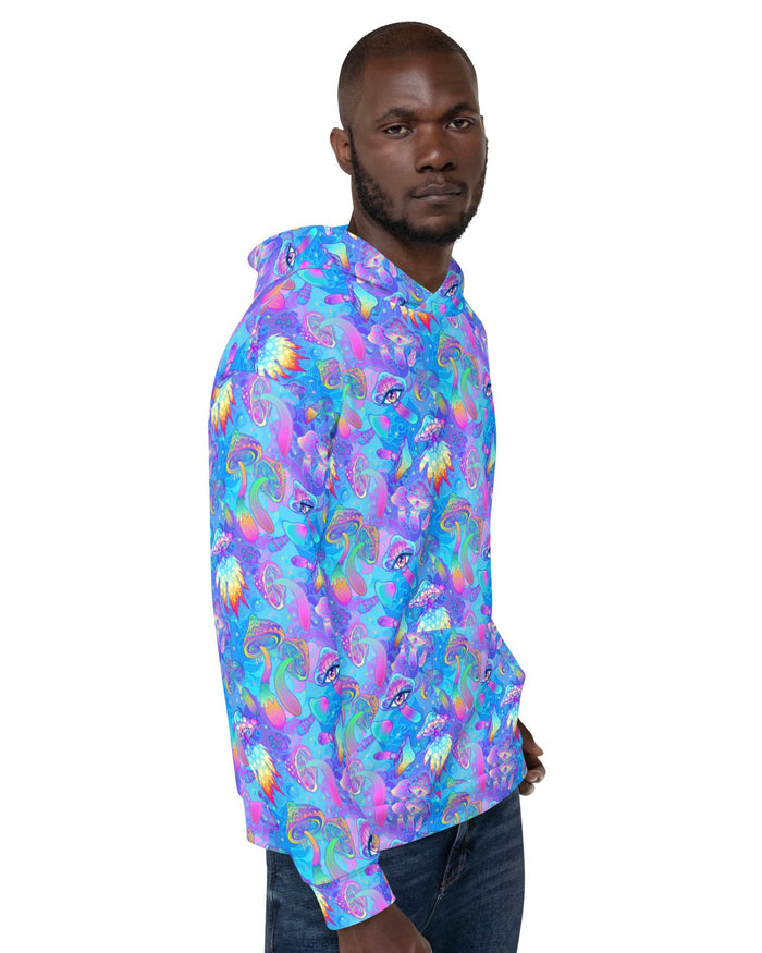 Shroomin Blue Hoodie, Hoodie, - One Stop Rave
