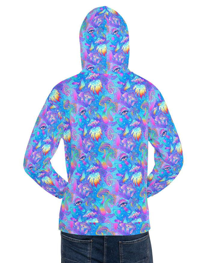 Shroomin Blue Hoodie, Hoodie, - One Stop Rave