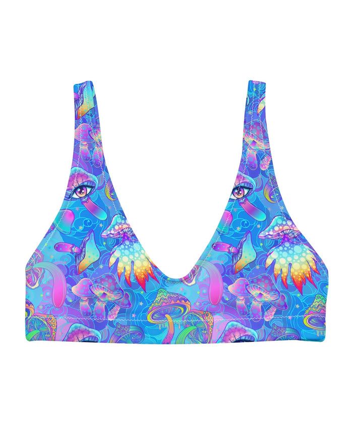 Shroomin Blue Recycled Padded V-Top, V-Top, - One Stop Rave