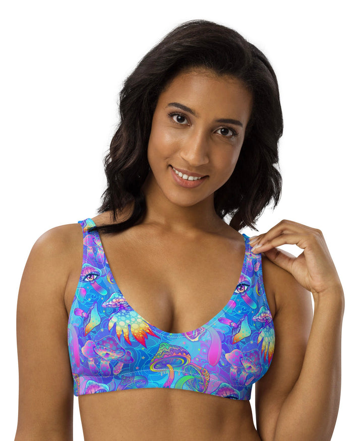 Shroomin Blue Recycled Padded V-Top, V-Top, - One Stop Rave