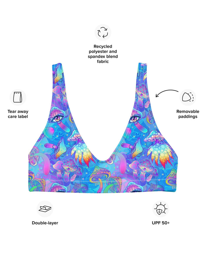 Shroomin Blue Recycled Padded V-Top, V-Top, - One Stop Rave