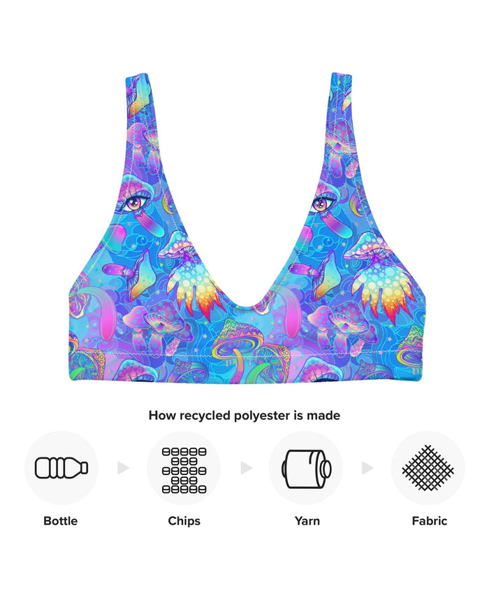 Shroomin Blue Recycled Padded V-Top, V-Top, - One Stop Rave