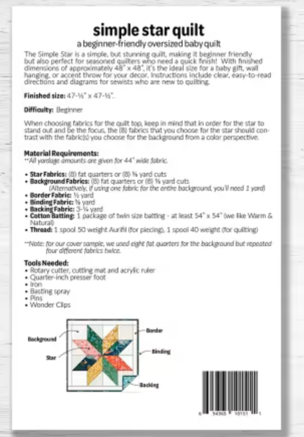 Simple Star Quilt - by Studio M Squared  Paper Sewing Pattern